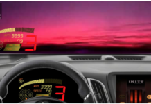 Looking at a pink sunset from the driver seat of a KITT equipped vehicle