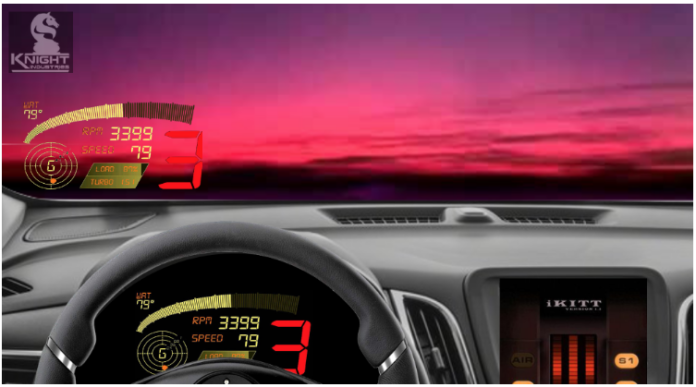 Looking at a pink sunset from the driver seat of a KITT equipped vehicle