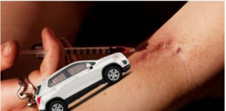 Needle and white 2019 Chevy Trax being injected into arm
