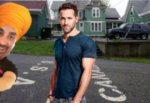 Ryan Reynolds on the Canadian border with a man in a turban. The Lemon has no idea what this has to do with Buy here pay here car dealers