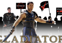 A satire live auto news photo depicting how the Gladiator got its name