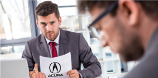 An angry salesman at a used Acura dealer