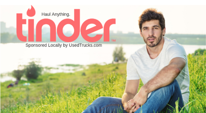 A man poses for a used trucks for sale Tinder satire piece