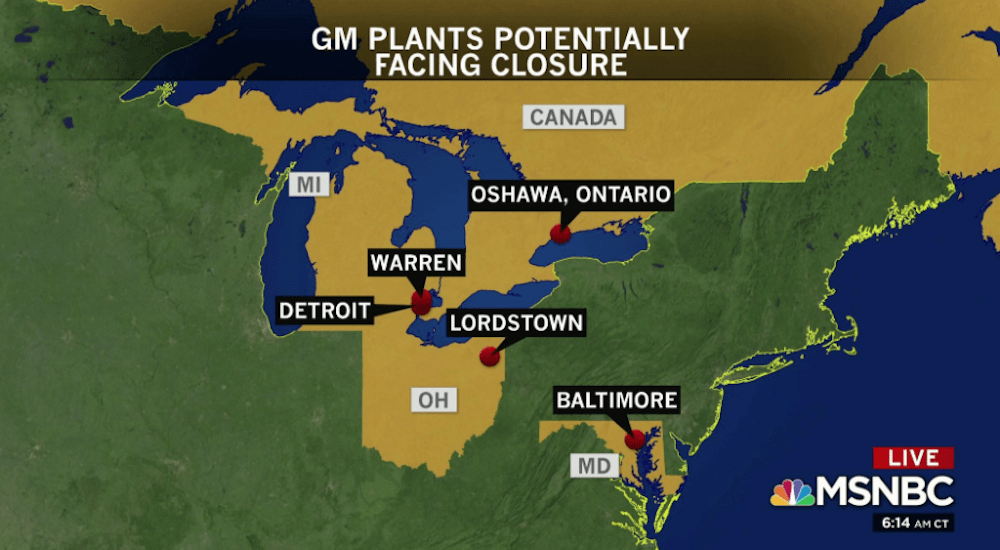 Map of potential GM plant closures