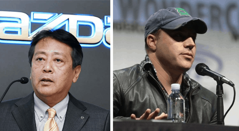 (Left) Akira Marumoto, President of Mazda and (Right) Geoff Johns, President of DC Entertainment side by side