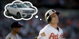 The Orioles player Chris Davis has a though bubble with the Ford Expedition EL in. The El is the LVP when comparing the 2019 GMC Yukon XL vs 2019 Ford Expedition EL.