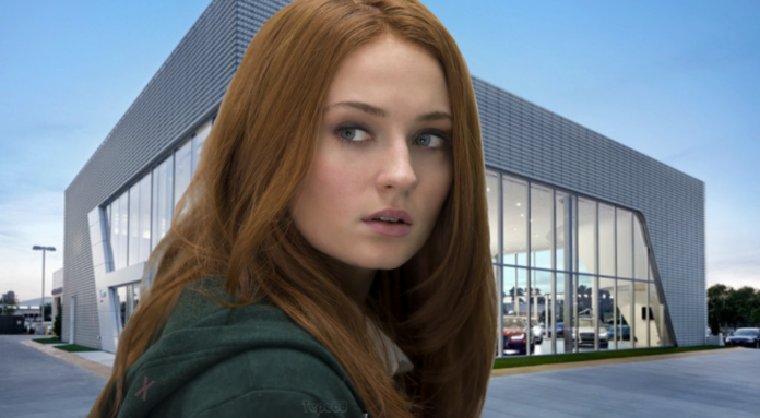 Ohio Dealership GM (who bears a striking resemblance to Sanza Stark, as played by Sophie Turner) looks around her empty dealership.