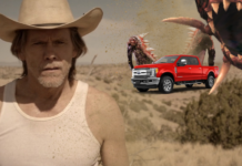 Kevin Bacon as Val McKee in 'Tremors', fans requested spokesperson for the 2020 Ford SuperDuty Tremor Package Spokesperson