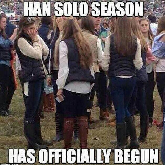 Young women wearing clothes that make them look like Han Solo (aka Han Solo Season)