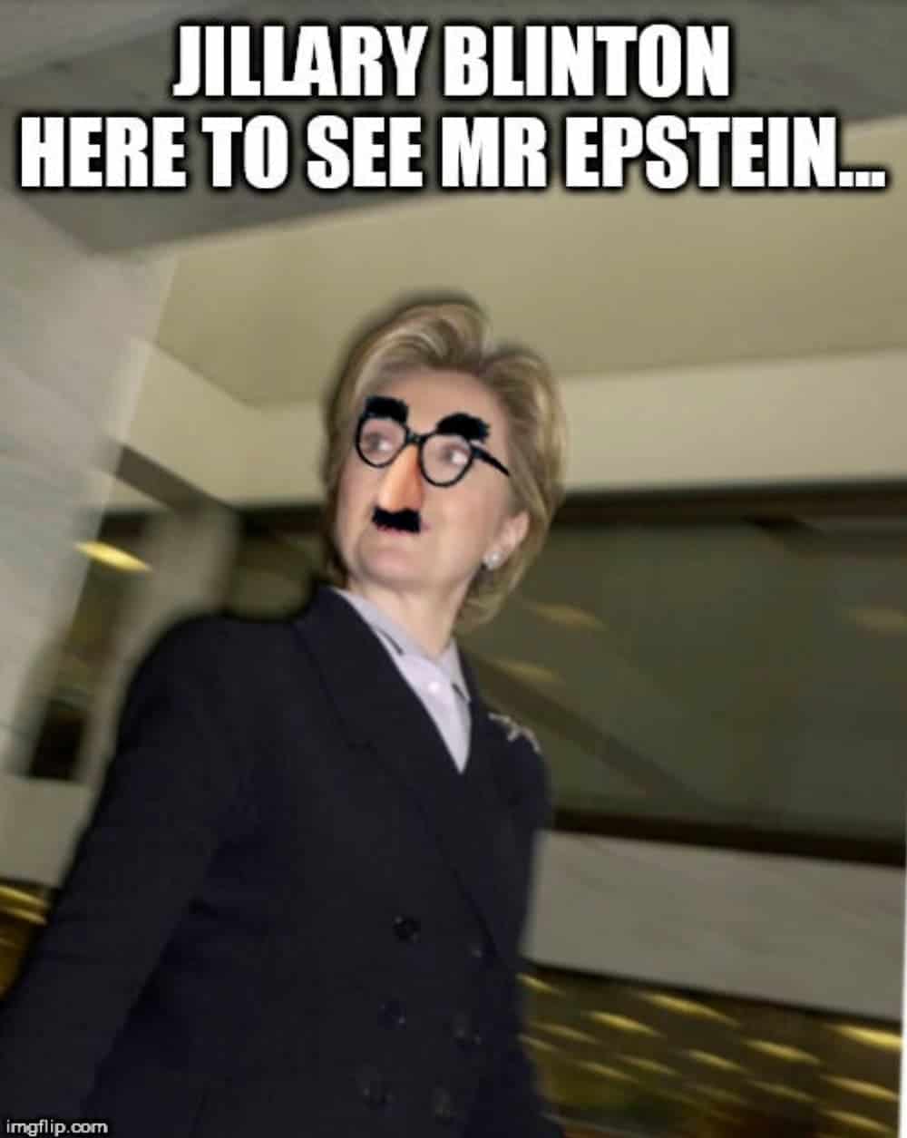 A meme of Hillary Clinton in disguise is shown.
