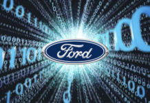 The Ford logo is shown over 0s and 1s for Ford Certified Pre-owned cars.