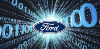 The Ford logo is shown over 0s and 1s for Ford Certified Pre-owned cars.