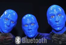 The Blue Man Group is behind the Bluetooth logo, a 2021 Chevy Trailblazer and 2020 Chevy Trax.