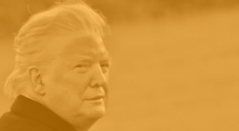 The color orange is laid over President Trump.