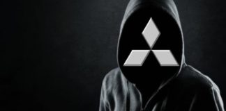 A hooded figure is shown with a Mitsubishi logo for a face, after leaving a used car dealer near you.