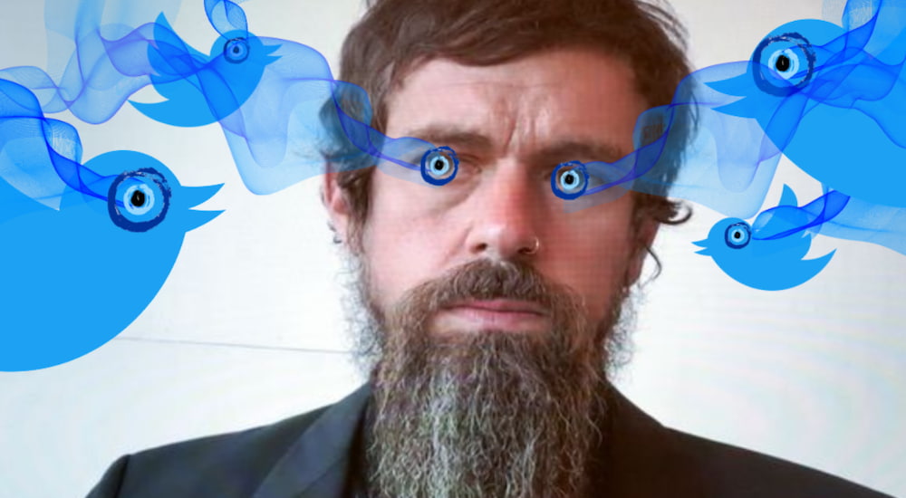 Twitter CEO Jack Dorsey shown summoning his Demon Birds of judgment.