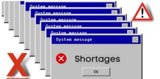 Multiple system messages show a number of shortages.