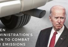 Joe Biden is shown next to a car exhaust.