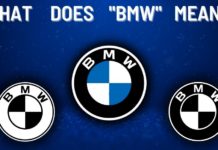 Three used BMW logos are shown on a blue background.
