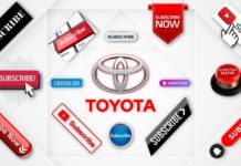 The Toyota logo is shown near lots of subscribe buttons.