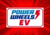 The Power Wheels EV logo is shown on a red background after people searched 'used cars under $10k.'