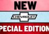 A vintage Chevrolet symbol is shown with the text 'new special editions' over it.