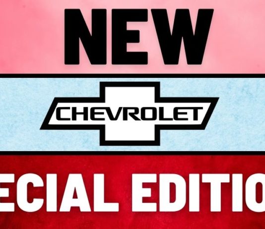 A vintage Chevrolet symbol is shown with the text 'new special editions' over it.