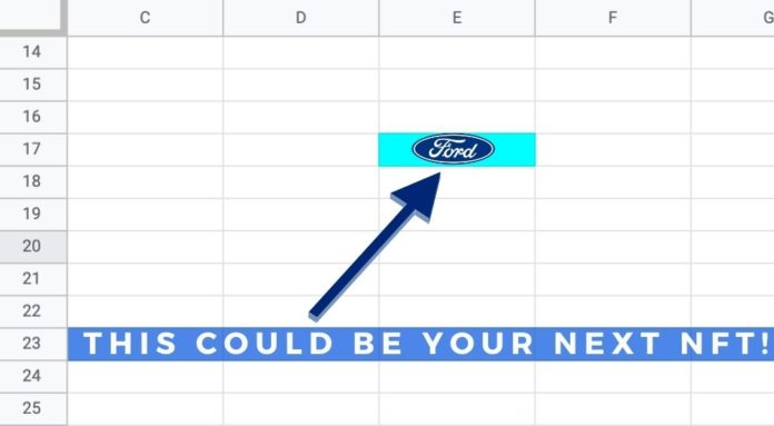 An excel sheet shows NFT created by and enterprising Ford dealer.