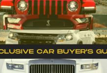 A Jeep, Ford, Chevy, and Rolls Royce are shown on an auto sales guide.