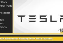 The Tesla logo is shown on a white background.
