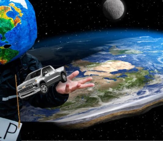 The Earth is shown looking for help to find a Chevy Silverado for sale.