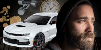 A man is shown looking distraught over the discontinuation of the 2024 Chevy Camaro.