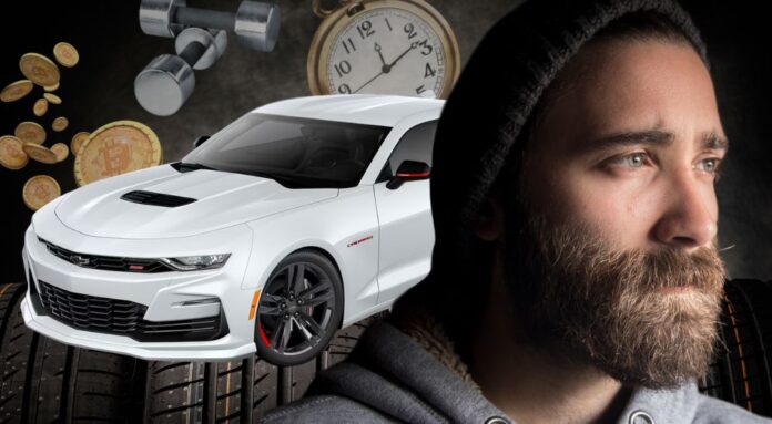 A man is shown looking distraught over the discontinuation of the 2024 Chevy Camaro.