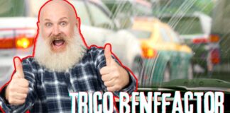 A man is shown giving two thumbs up at his new Trico Benefactor wiper blades.